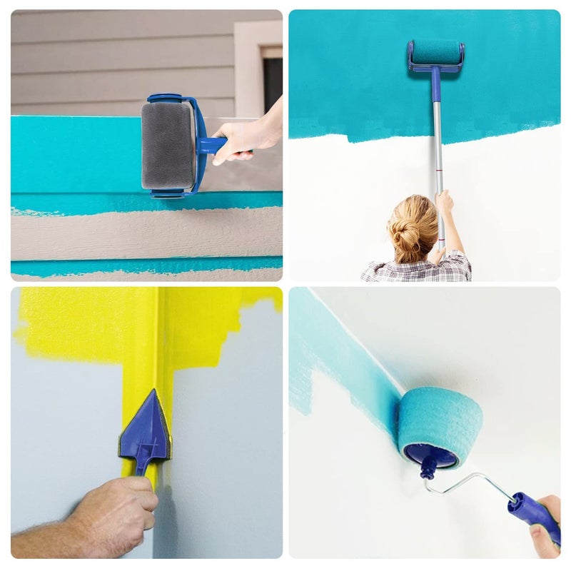 TOURACEÂ® 9Pcs/Set Paint Roller Kit with Sticks Paint Roller Pro Transform Your Room in Just Minutes Quickly Decorate Runner Tool Painting Brush Set - Image 4